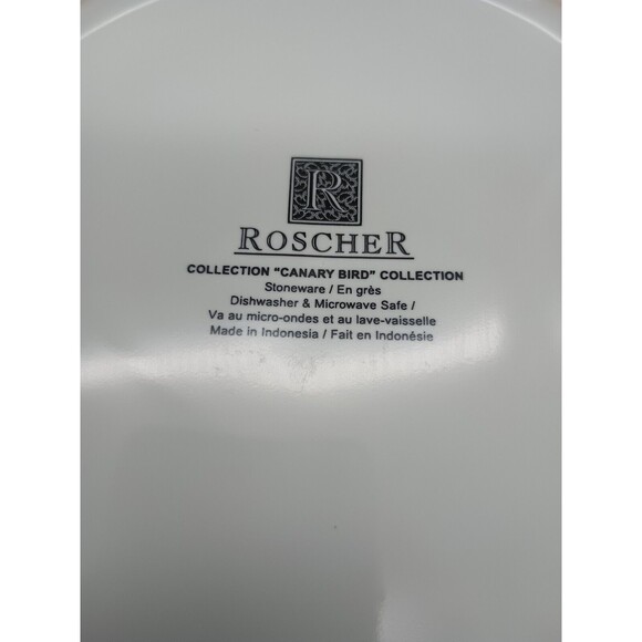 Roscher Canary Plate Embossed Bird Boho Teal Floral Square - Picture 6 of 6